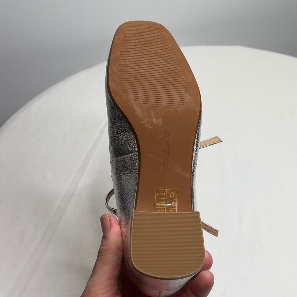 Madewell Silver Metallic Mary Jane Block Heel Pumps - Picture 11 of 11
